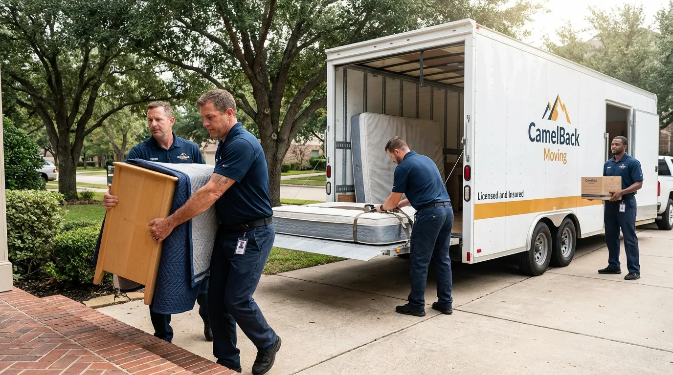 Crew loading residential truck for cross-state move from Indianapolis, IN