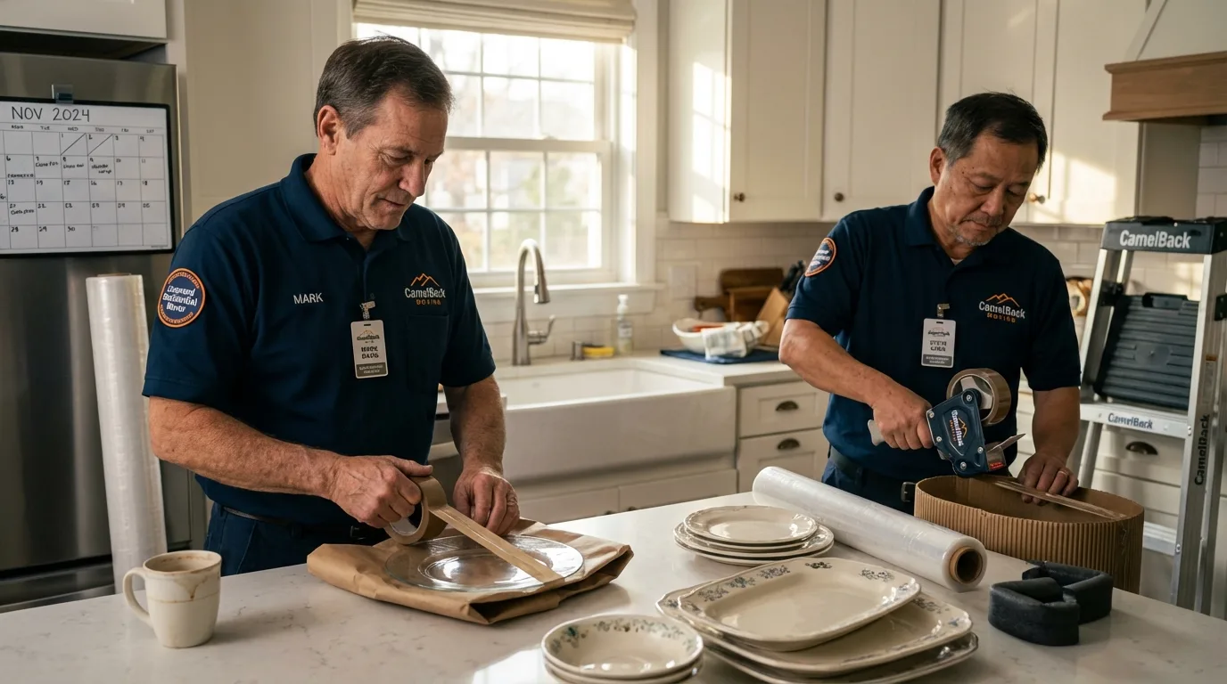 Professional crew packing kitchen dishware in Indianapolis, IN